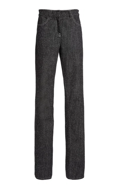 Courrèges Snap Denim Tweed Straight-leg Jeans In Gray