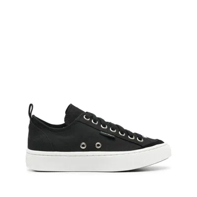 Courrèges Canvas 01 Embroidered-logo Sneakers In Black