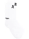 Courrèges Logo Intarsia Ankle Socks In Black,optic White