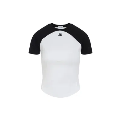 Courrèges Circle Contras T-shirt Woman Black And White In Multi