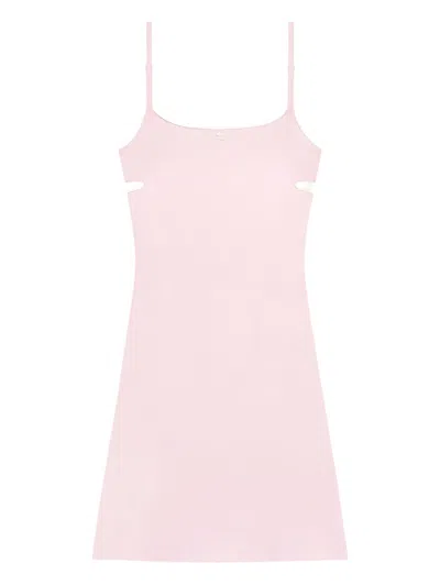 Courrèges Soft Pink Mini Dress With Spaghetti Straps And Edgy Cut-outs