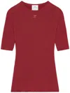 Courrèges Ribbed Cotton-merino Wool Crewneck Knitwear In Red