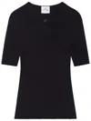 Courrèges Solar Logo-patch Ribbed T-shirt In 黑色