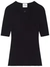 Courrèges Solar Logo-patch Ribbed T-shirt In Black