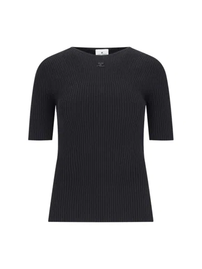 COURRÈGES SOLAR LIGHT LOGO SWEATER IN BLACK