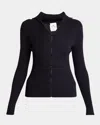 Courrèges Solar Light Rib Cardigan In Navy