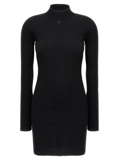 Courrèges Courreges Black Cotton Blend Mini Dress