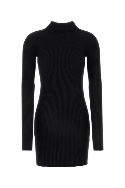 COURRÈGES MINI ABITO IN MISTO COTONE NERO DONNA