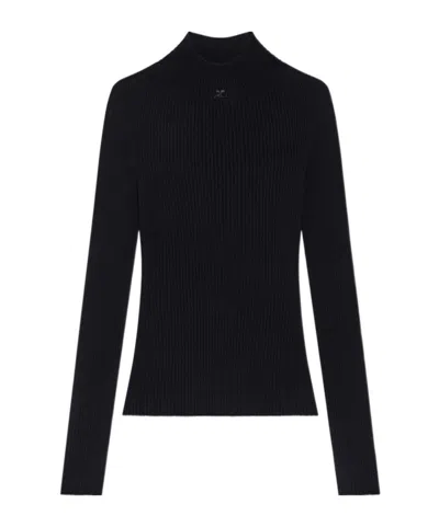 COURRÈGES PINKO SOLAR LIGHT RIBBED MOCKNECK JUMPER