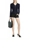 Courrèges Solar Light Rib Short Cardigan In Navy In Blue