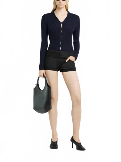 Courrèges Solar Light Rib Short Cardigan In Navy In Blue