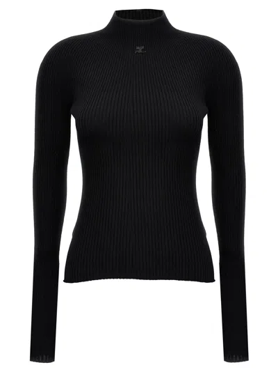 Courrèges Solar Light Rib Sweater In Black