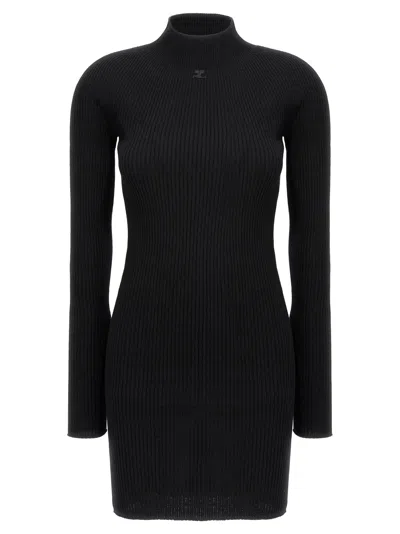 Courrèges Courreges Solar Light Ribbed Knit Sweater In Black