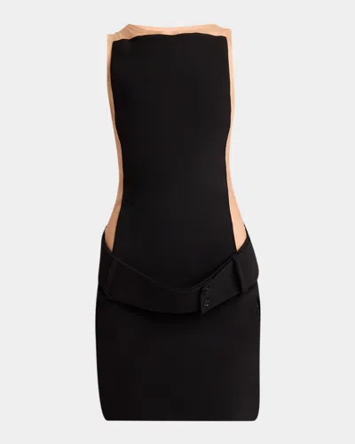 Courrèges Solar Light Sleeveless Illusion Mini Dress In Black