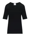 Courrèges Solar Logo-patch Ribbed T-shirt In Black