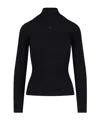 Courrèges High-neck Sweater In Black Cotton And Wool Blend In Black