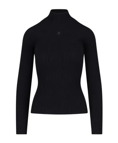 COURRÈGES COURRÈGES LOGO EMBROIDERED LONG-SLEEVED JUMPER