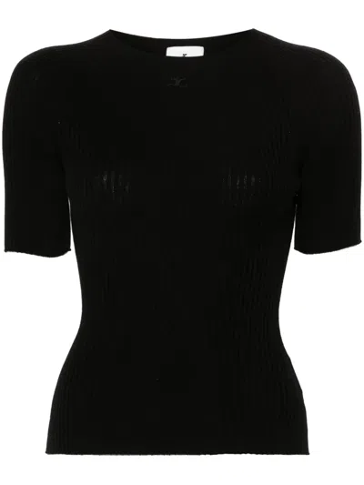 Courrèges Solar Ribbed Sweater In Black