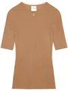 Courrèges Logo-embroidered Cotton-blend Jumper In Brown