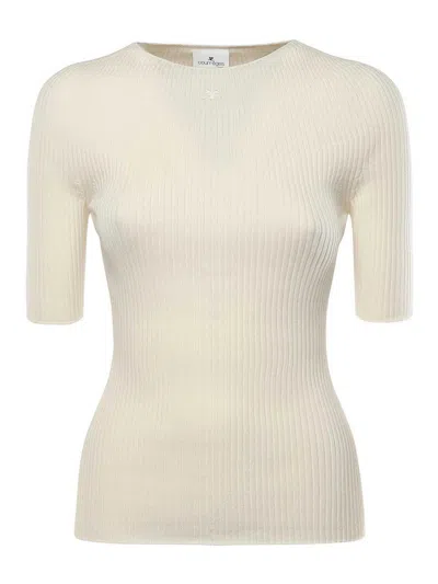 Courrèges Solar Ribbed Sweater In White