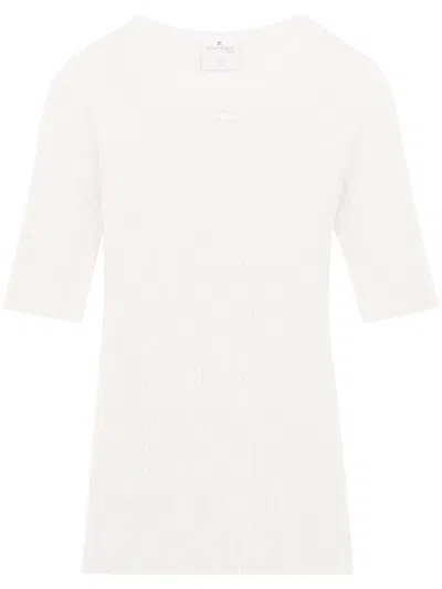 Courrèges Heritage White Cotton And Wool Sweater