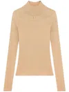 Courrèges Beige Solar Light Rib Mockneck Sweater In Neutrals