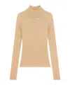 Courrèges Beige Solar Light Rib Mockneck Sweater In Nude
