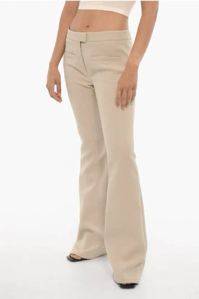 Courrèges Solid Color Twill Flared Pants In Beige