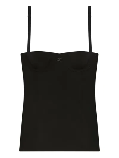 Courrèges Spaghetti-strap Bustier Top In Black