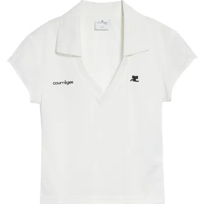 Courrèges Cropped Polo Shirt Collar Short Sleeves V Neck In Animal Print