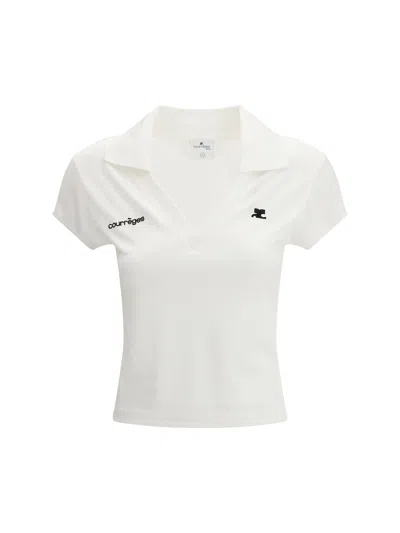Courrèges Sports Cropped Polo In White