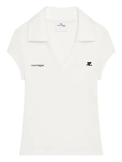 Courrèges Courregès Sports Cropped Polo In White