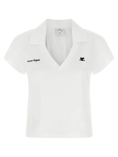 Courrèges Sports Cropped T-shirt In White