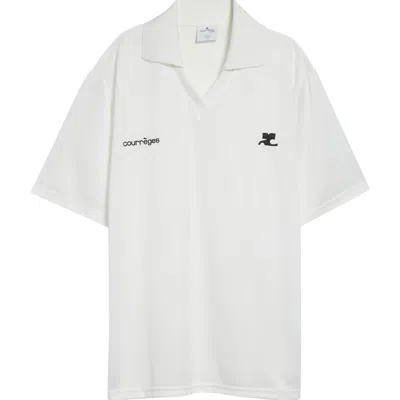Courrèges Sports Oversize Logo Polo In White