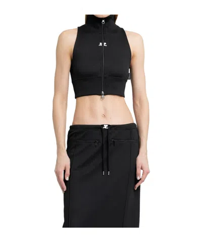 Courrèges Courreges Pre Cropped Track Vest In Black
