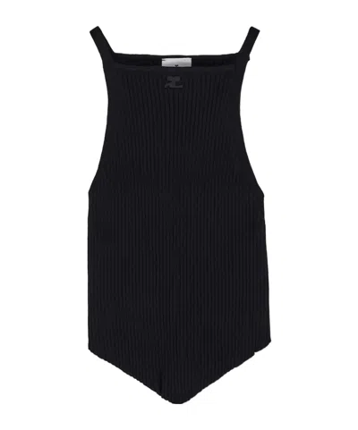 Courrèges Courreges "ribbed Knit Holistic Top In Brown