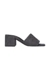 Courrèges Block Heel Sandals Embroidered Detail In Black