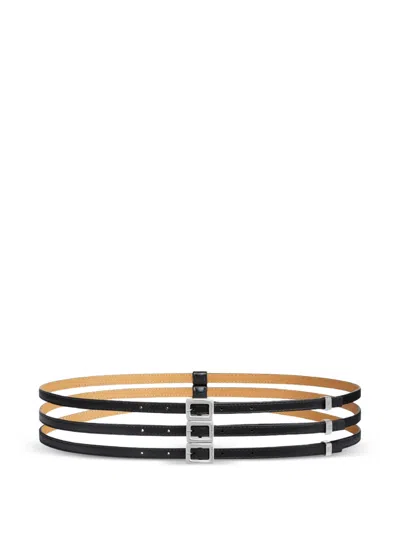 Courrèges Square Leather Triple Belt In Black