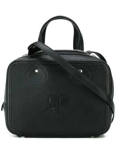 Courrèges Square Logo Tote In Black