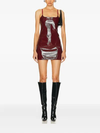 Courrèges Square Neck Mini Dress In Burgundy
