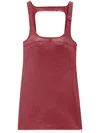 Courrèges Square Neck Shift Mini Dress In Red