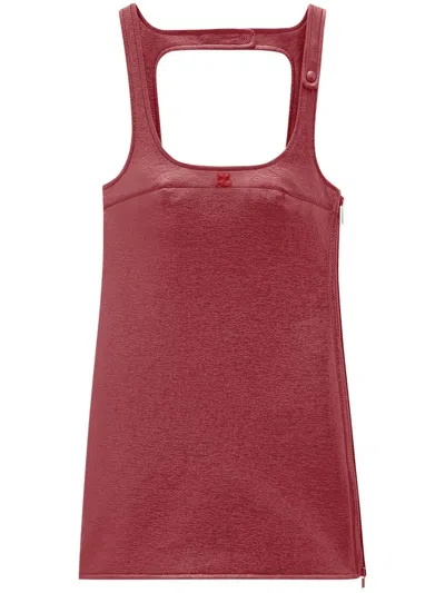 Courrèges Square Neck Shift Mini Dress In Red