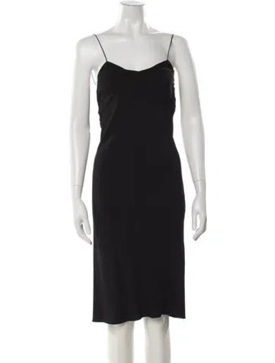 Pre-owned Courrèges Square Neckline Knee-length Dress In Black