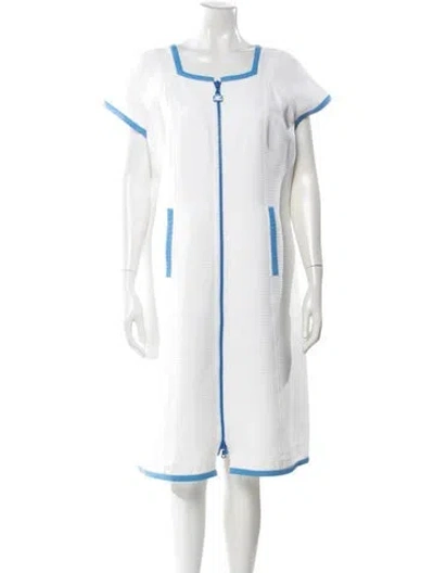 Pre-owned Courrèges Square Neckline Knee-length Dress In White