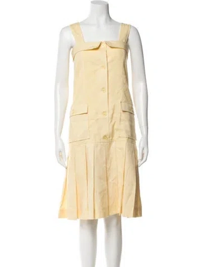 Pre-owned Courrèges Square Neckline Knee-length Dress In Yellow