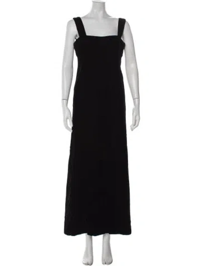 Pre-owned Courrèges Square Neckline Long Dress In Black