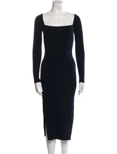 Pre-owned Courrèges Square Neckline Midi Length Dress In Black