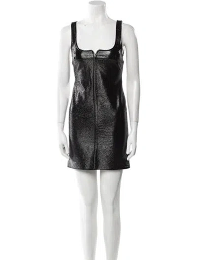 Pre-owned Courrèges Square Neckline Mini Dress In Black