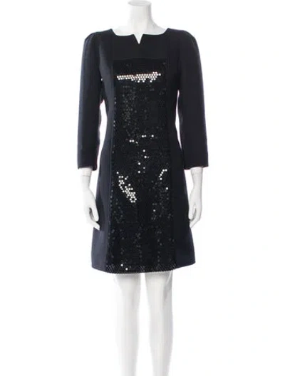 Pre-owned Courrèges Square Neckline Mini Dress In Black