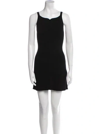 Pre-owned Courrèges Square Neckline Mini Dress In Black